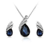Crystal Water Drop Necklace Earrings Jewelry Set Silver Plated Jewelry Gift for Women