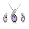 Crystal Water Drop Necklace Earrings Jewelry Set Silver Plated Jewelry Gift for Women