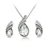 Crystal Water Drop Necklace Earrings Jewelry Set Silver Plated Jewelry Gift for Women