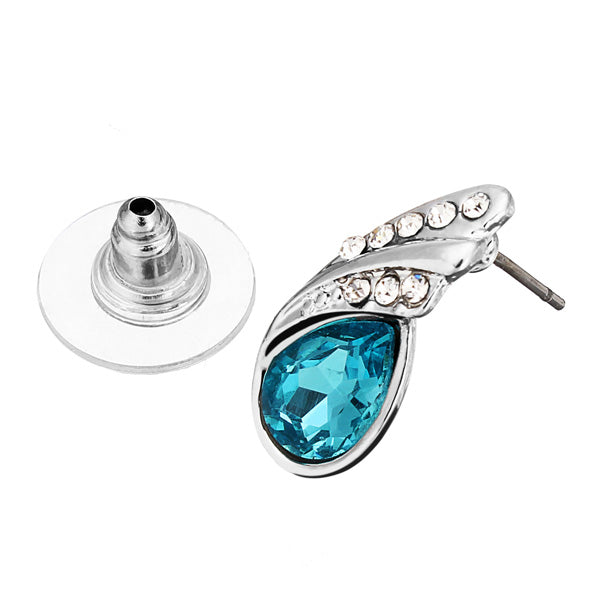 Crystal Water Drop Necklace Earrings Jewelry Set Silver Plated Jewelry Gift for Women
