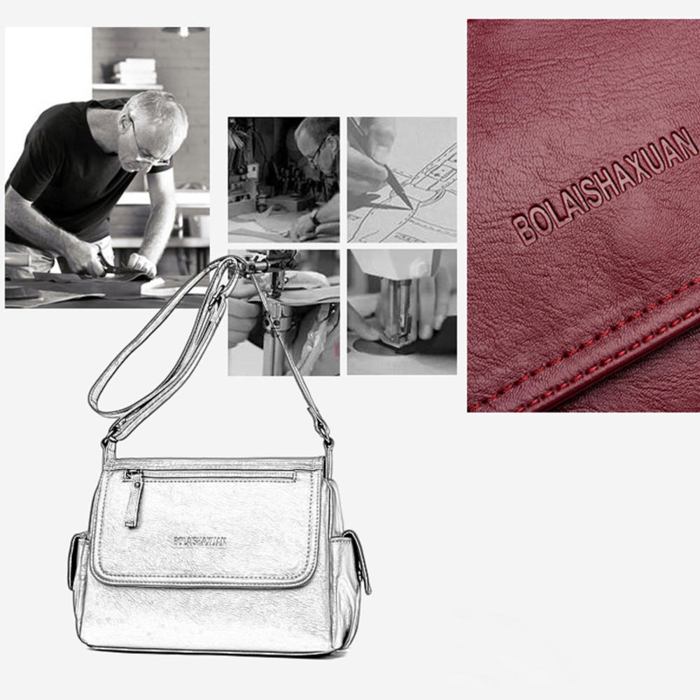 Tinkin Causal Women Shoulder Bag Soft PU Leather Female Messenger Bag Vintage Crossbody Bags