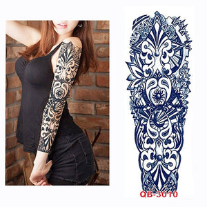 Full Flower Arm Tattoo Sticker 40models Fish Peacock Lotus Temporary Body paint Water Transfer fake Tatoo sleeve