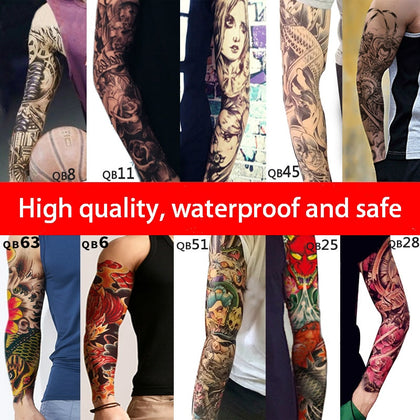 Full Flower Arm Tattoo Sticker 40models Fish Peacock Lotus Temporary Body paint Water Transfer fake Tatoo sleeve