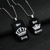 Jewelry personalized her king his queen engraved letters black dog label necklace couple Valentine's Day gift wholesale