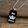 Jewelry personalized her king his queen engraved letters black dog label necklace couple Valentine's Day gift wholesale