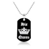 Jewelry personalized her king his queen engraved letters black dog label necklace couple Valentine's Day gift wholesale