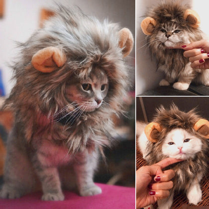 Funny Fashion Cute Pet Cat Costume Lion Mane Wig Cap Hat for Cat Dog Halloween Christmas Clothes Fancy Dress with Ears Pet Clothes