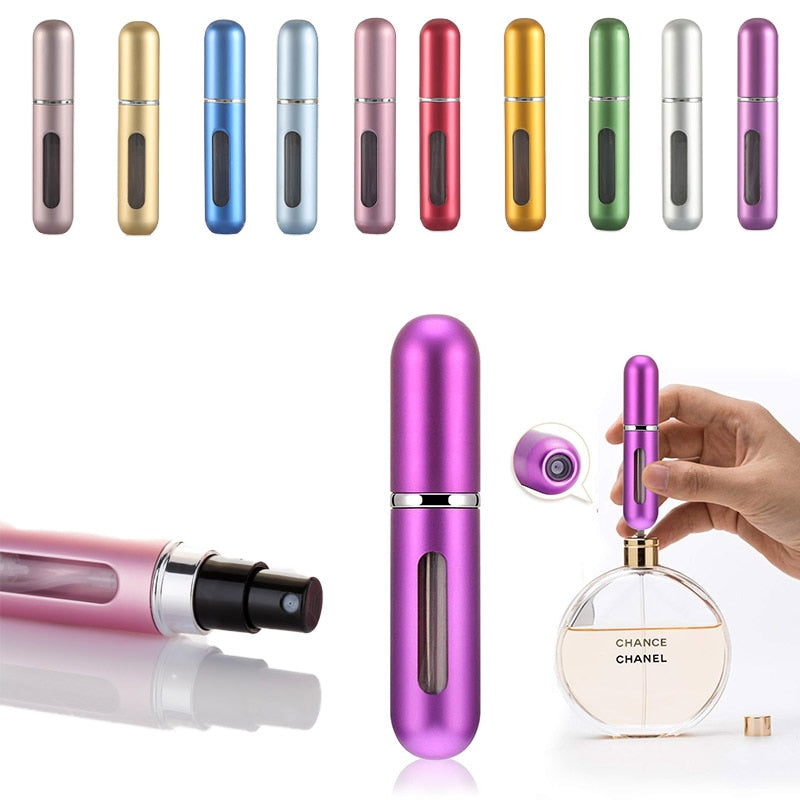 MUBTF - 5ml Refillable Mini Perfume Spray Bottle Aluminum Spray Atomizer Portable Travel Cosmetic Container Perfume Bottle - fashion