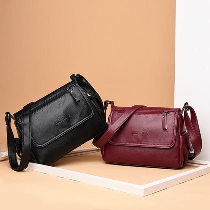 Tinkin Causal Women Shoulder Bag Soft PU Leather Female Messenger Bag Vintage Crossbody Bags