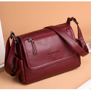 Tinkin Causal Women Shoulder Bag Soft PU Leather Female Messenger Bag Vintage Crossbody Bags