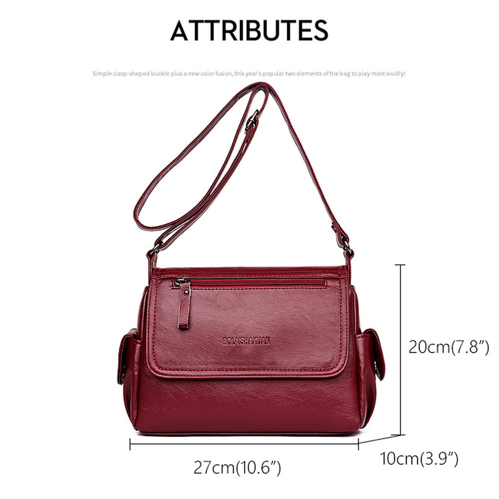 Tinkin Causal Women Shoulder Bag Soft PU Leather Female Messenger Bag Vintage Crossbody Bags