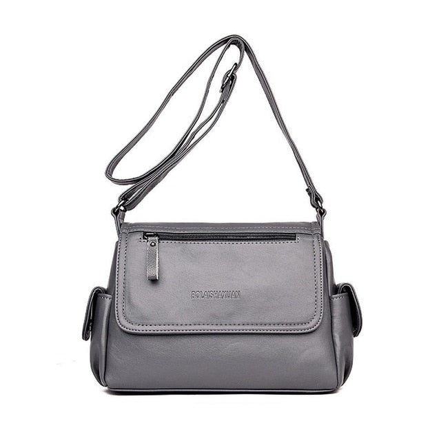 Tinkin Causal Women Shoulder Bag Soft PU Leather Female Messenger Bag Vintage Crossbody Bags