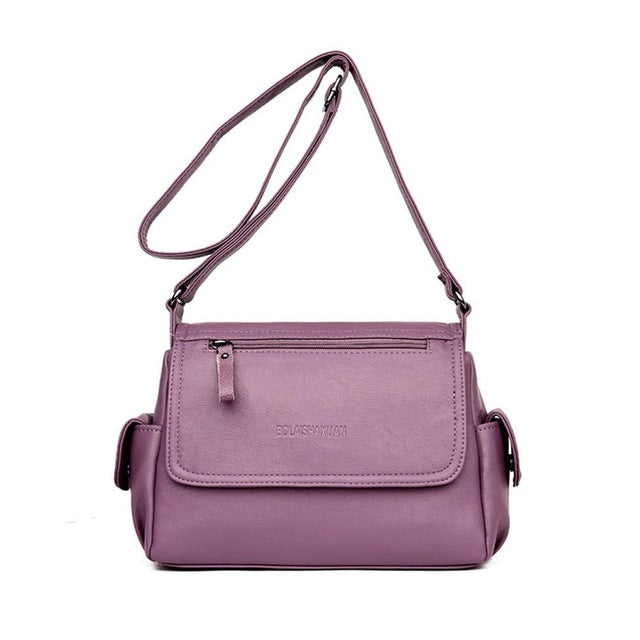 Tinkin Causal Women Shoulder Bag Soft PU Leather Female Messenger Bag Vintage Crossbody Bags