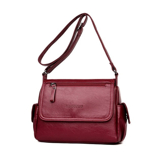 Tinkin Causal Women Shoulder Bag Soft PU Leather Female Messenger Bag Vintage Crossbody Bags
