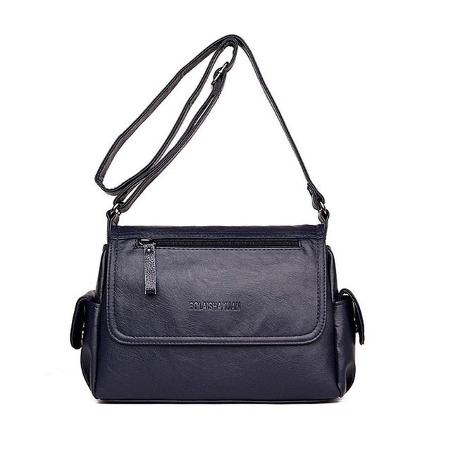 Tinkin Causal Women Shoulder Bag Soft PU Leather Female Messenger Bag Vintage Crossbody Bags
