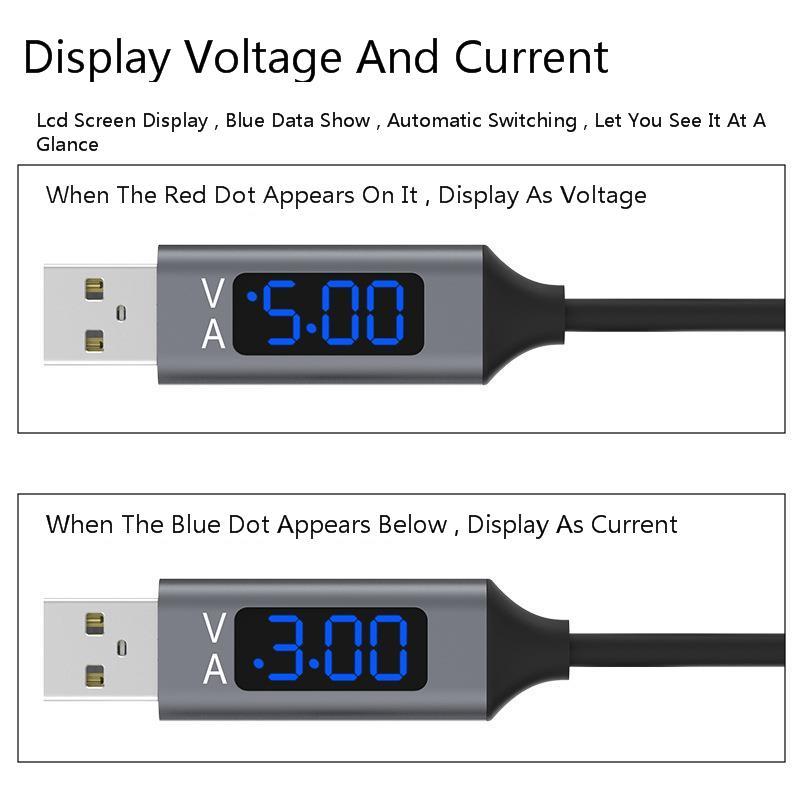 Vogek 3A USB Phone Cable with LED Digital Display Type C Micro USB Data Cable Fast Charging for iPhone Xiaomi Huawei Phone Cable