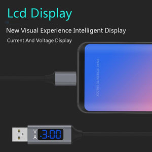 Vogek 3A USB Phone Cable with LED Digital Display Type C Micro USB Data Cable Fast Charging for iPhone Xiaomi Huawei Phone Cable