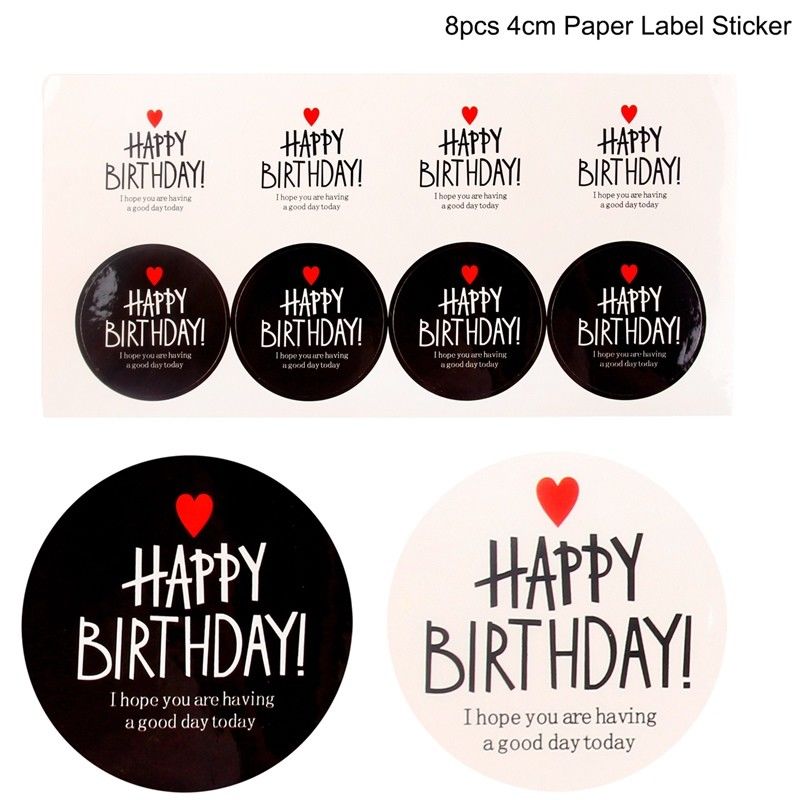 Happy Birthday Gift Handmade With Love Label Sealing Stickers Candy Bag Wedding