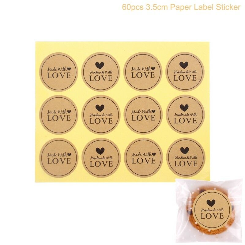 Happy Birthday Gift Handmade With Love Label Sealing Stickers Candy Bag Wedding