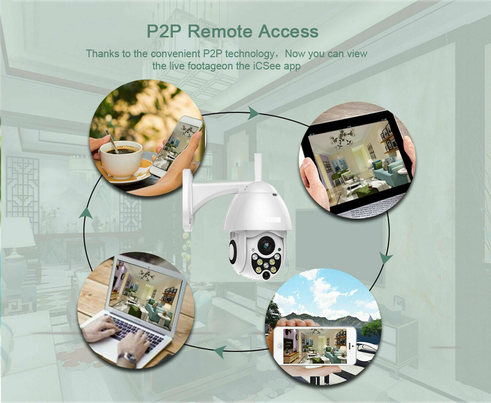 Outdoor Waterproof WiFi PTZ Pan Tilt 1080P HD Security IP IR Camera Night Vision