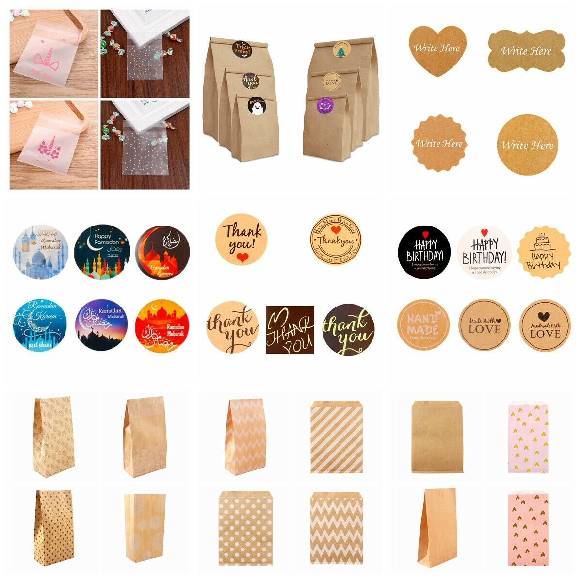Happy Birthday Gift Handmade With Love Label Sealing Stickers Candy Bag Wedding